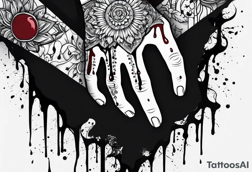 non tattoed human hand with a hole in it. There is blood dripping from the hole tattoo idea