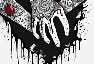 non tattoed human hand with a hole in it. There is blood dripping from the hole tattoo idea
