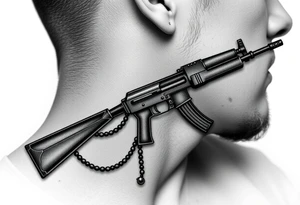 russian christian orthodox but in a AK47 style with a beaded orthodox thurible chain tattoo idea