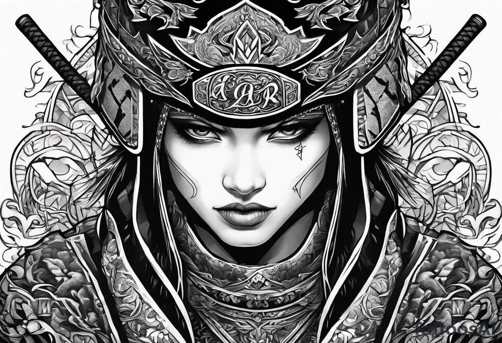 the letters A W R in the middle of a ninja headband tattoo idea