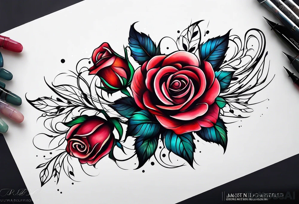 Romantic rose tattoo idea