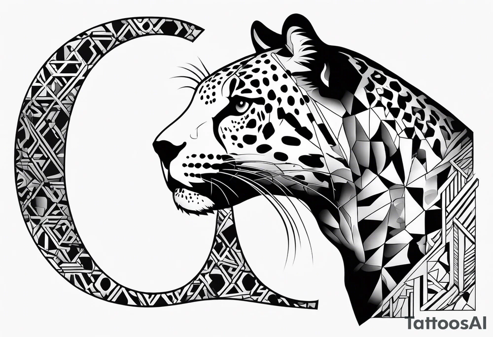 a jaguar like silhouette and a letters AAA for a neice tattoo idea