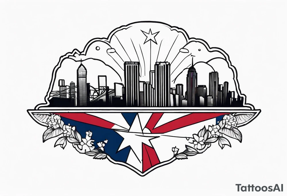 Arizona flag on top of the NYC skyline tattoo idea