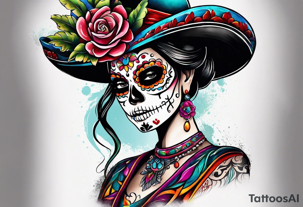 Mexico day of dead tattoo idea