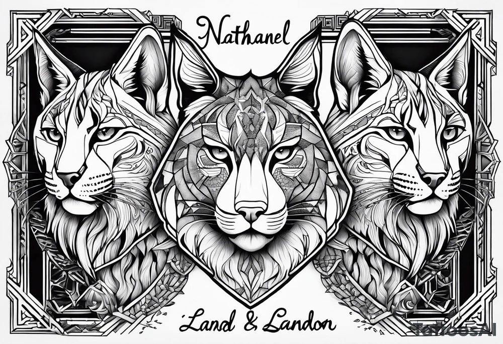 3 Names( Nathaniel Jr., Landon, Lynx) and a creative quote from a father to his sons about hard work, dedication, protection, raising men, loving them, sacrifice, integrity tattoo idea