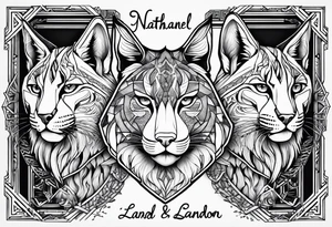 3 Names( Nathaniel Jr., Landon, Lynx) and a creative quote from a father to his sons about hard work, dedication, protection, raising men, loving them, sacrifice, integrity tattoo idea