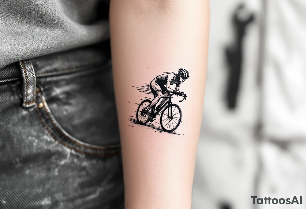 race cyclist abstract sketch tattoo idea