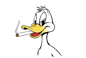 Older looking Daffy duck  smoking a rolled cigarette tattoo idea
