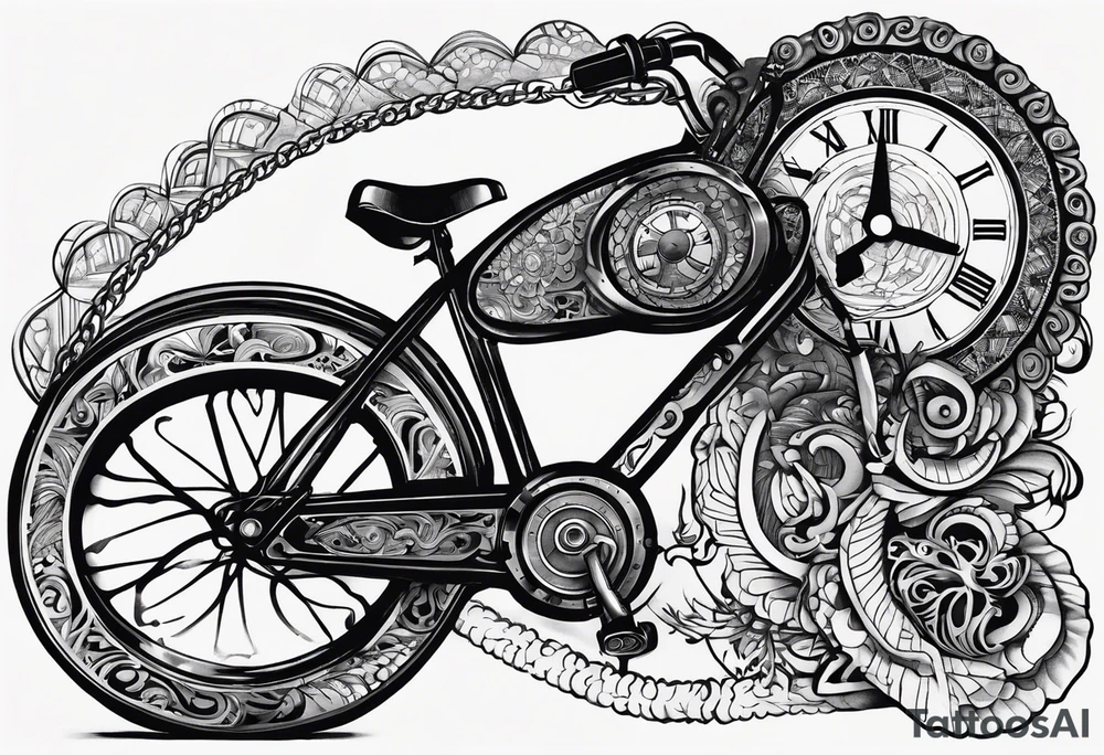 bicycle gear and chain as watch around wrist tattoo idea