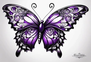 Purple butterfly flying tattoo idea