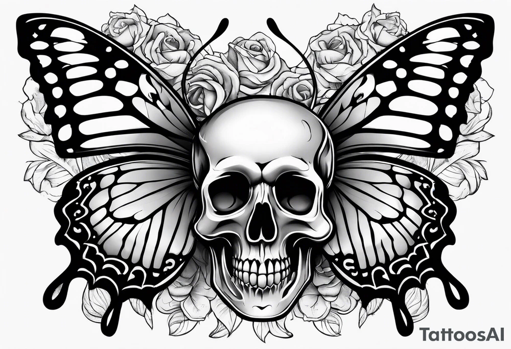 Butterfly with skull tattoo idea