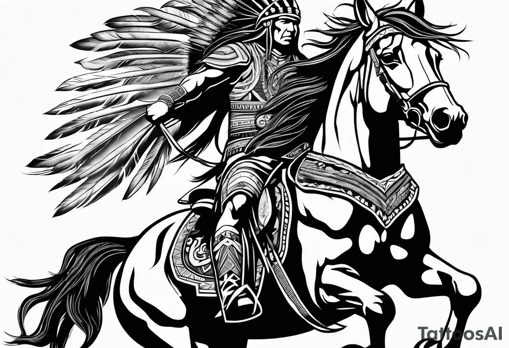 Native American warrior on horseback tattoo idea