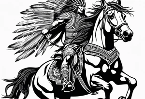 Native American warrior on horseback tattoo idea