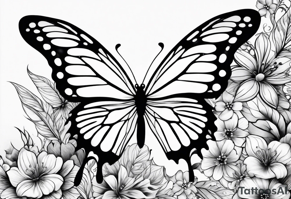 lace butterflies flowers full arm sleeve tattoo idea