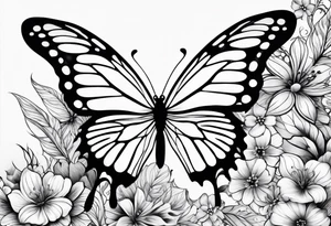 lace butterflies flowers full arm sleeve tattoo idea
