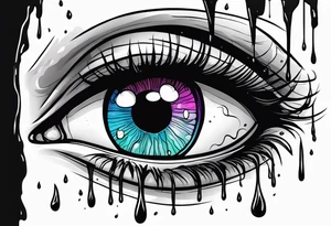 Realistic eye crying tears of tragedy death and betrayal tattoo idea