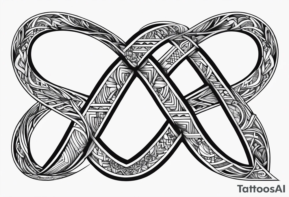 Infinity with the letter N and J end each end with a heart tattoo idea