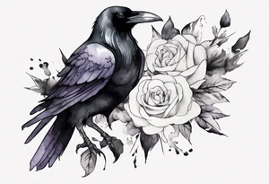 raven wearing a white corsage tattoo idea