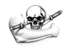 Skull with knives tattoo idea