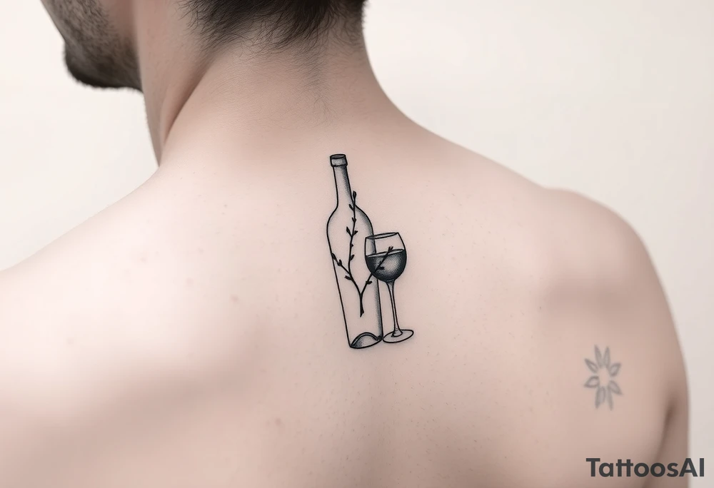 thin simple clean wines with small branch off tattoo idea