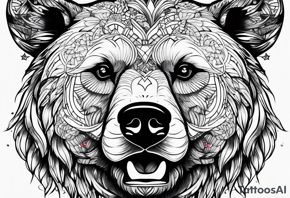 Bear face tattoo idea