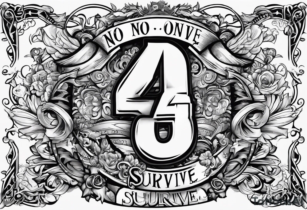 The number 44, around it the text “no one survive” tattoo idea