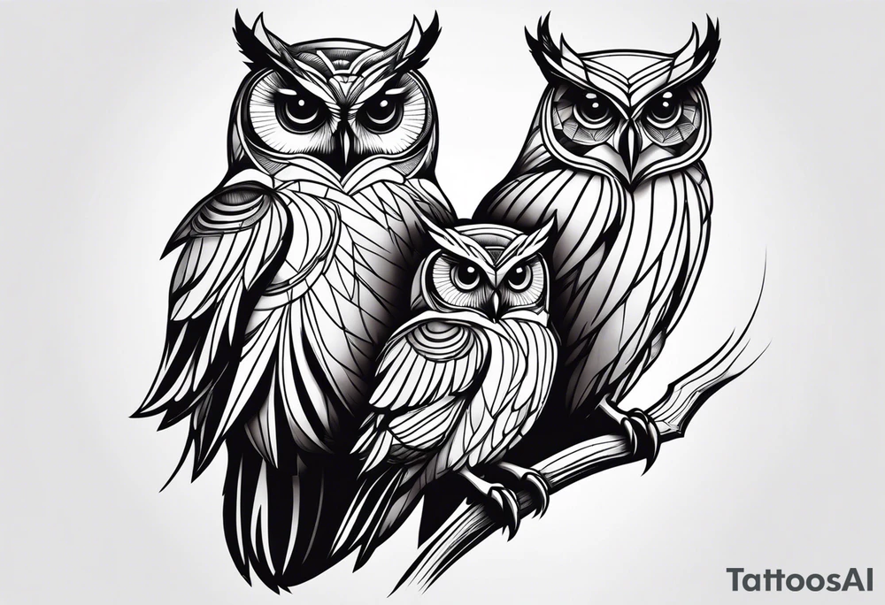 Mom and baby owl tattoo idea