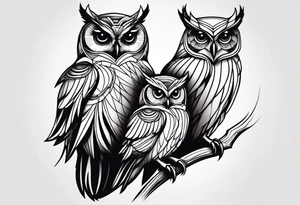 Mom and baby owl tattoo idea