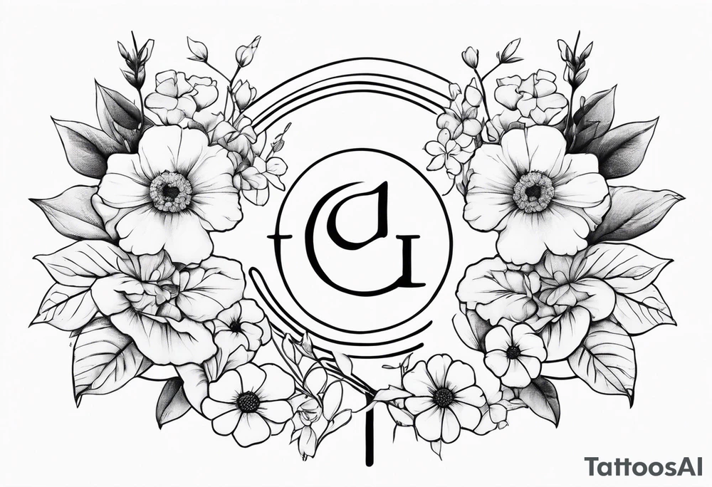 Gemini sign with flowers tattoo idea