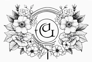 Gemini sign with flowers tattoo idea