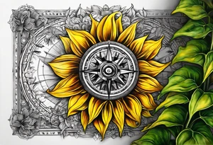Sunflower compass, "To Thine Own Self Be True" tattoo idea