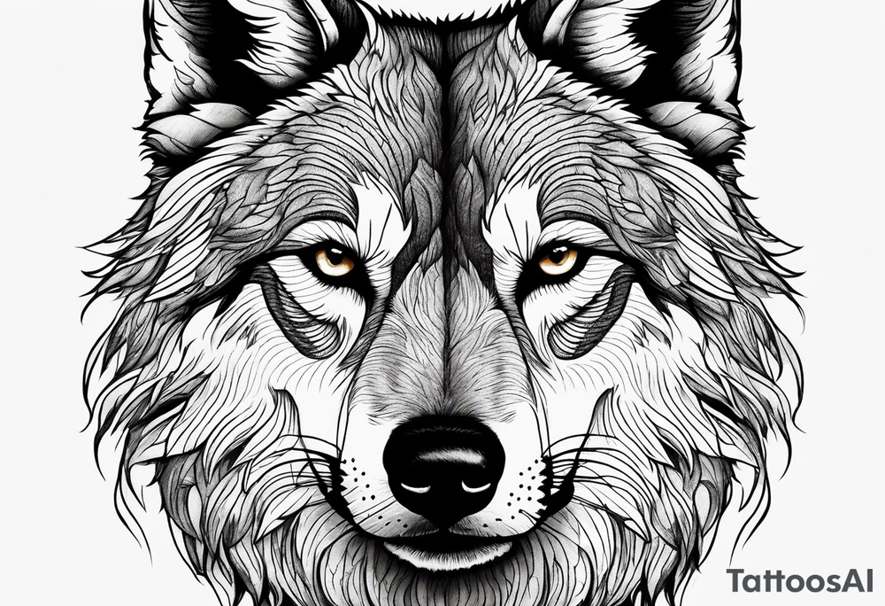 half left lone wolf face, lonely but wise tattoo idea