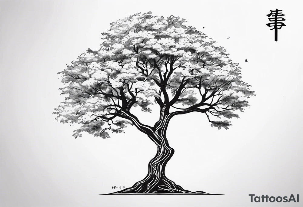 Hong Kong CityU tree with number 6 carved in it tattoo idea