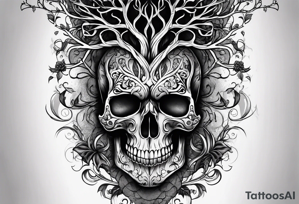 Skull tree tattoo idea