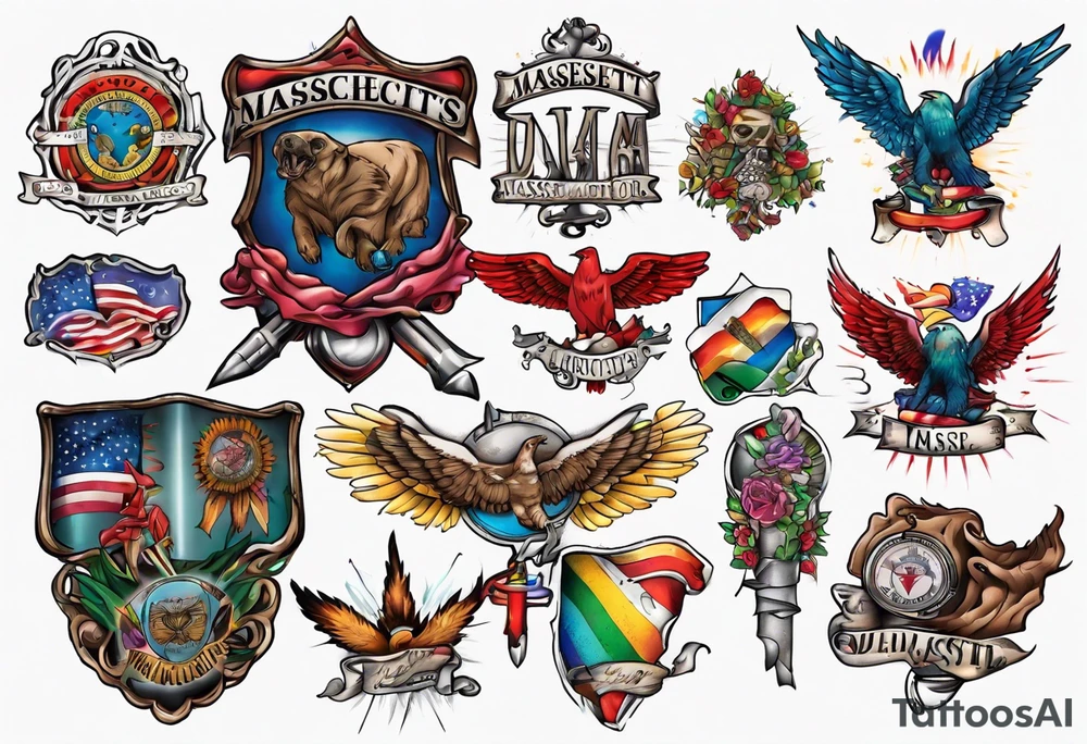 Massachusetts pride colors tattoo idea