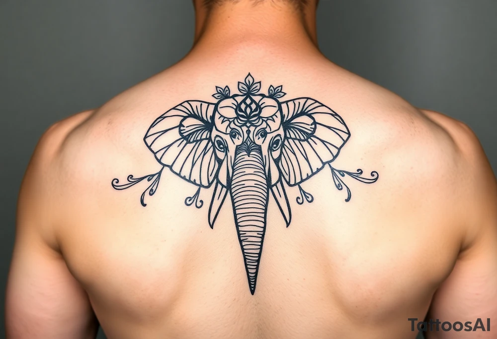 elephant head mandala upturned trunk henna tattoo idea