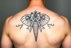 elephant head mandala upturned trunk henna tattoo idea