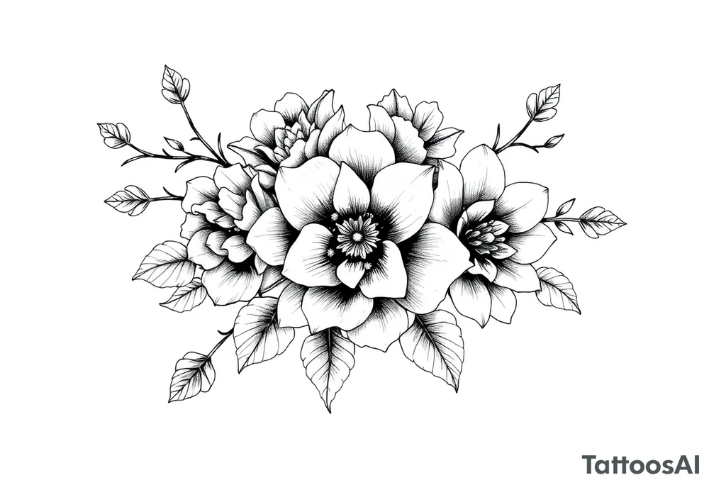ornaments of flowers tattoo idea