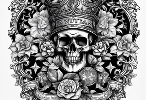 Script Latin that reads "Vectigal Vanitas est, utilitas Sanitas est, Nummus est Rex" tattoo idea