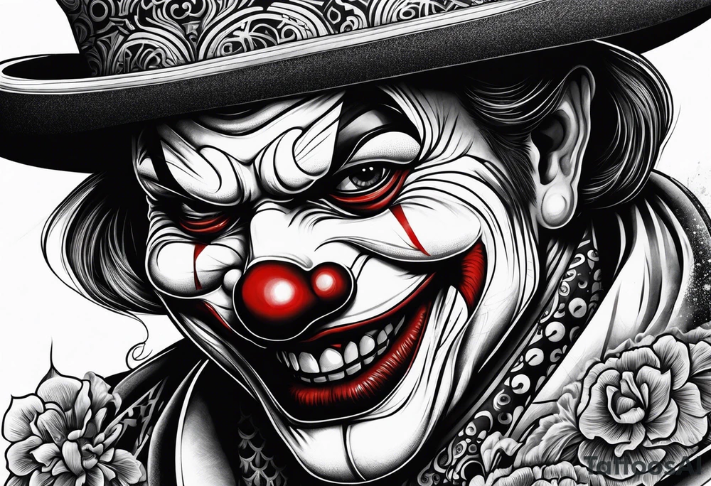 Evil clown gangster tattoo idea