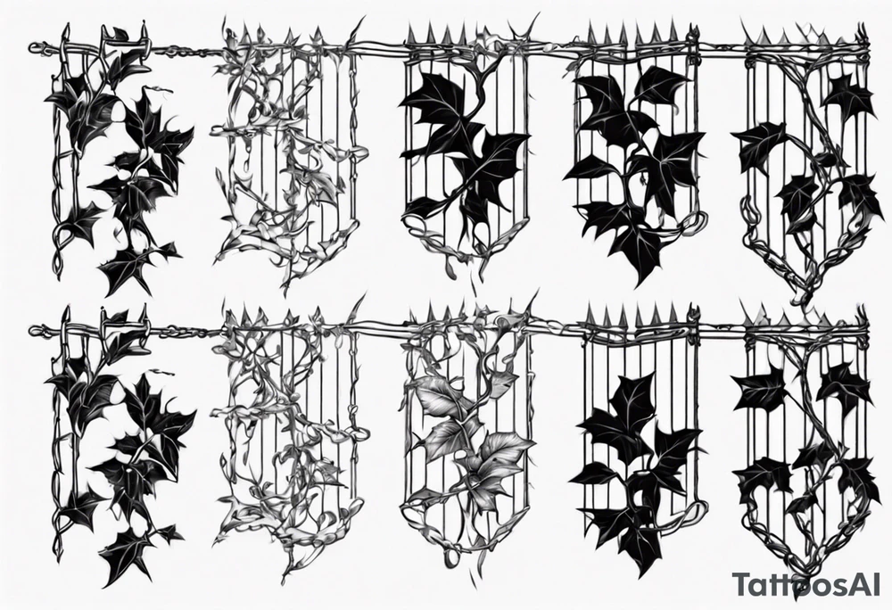 chain link fence with pointy ivy tattoo idea
