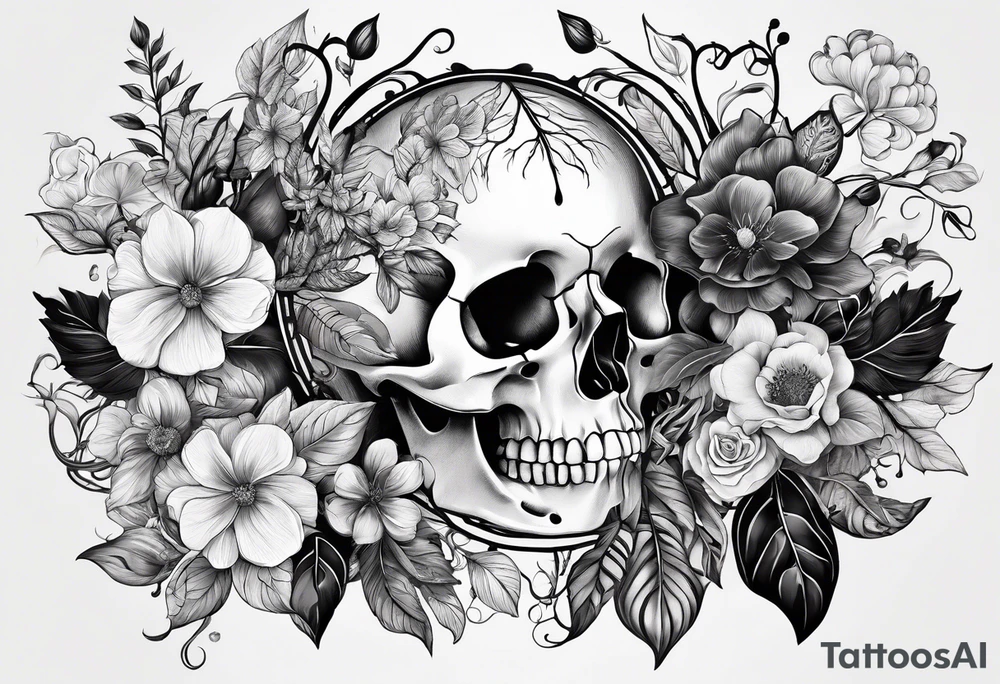 Anatomical nature and floral  design , the  heart, skeleton, lungs and brain having a nature aspect or floral aspect to them. tattoo idea