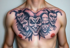 creative collage of different emotions jester form tattoo idea