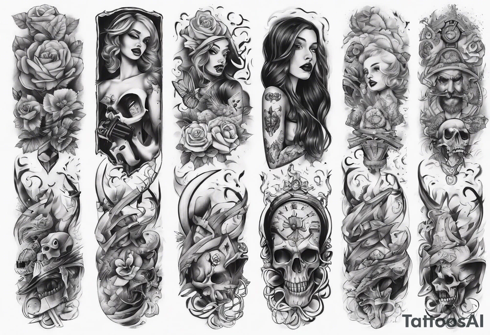 full arm sleeve tattoo
betrayal theme tattoo idea