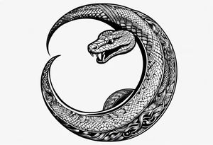 snake wrapped around a crescent moon tattoo idea