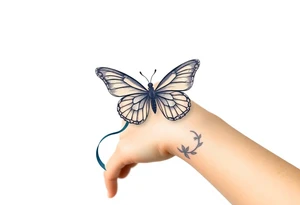 ethereal butterfly with flowing silk ribbons in moonlight tattoo idea