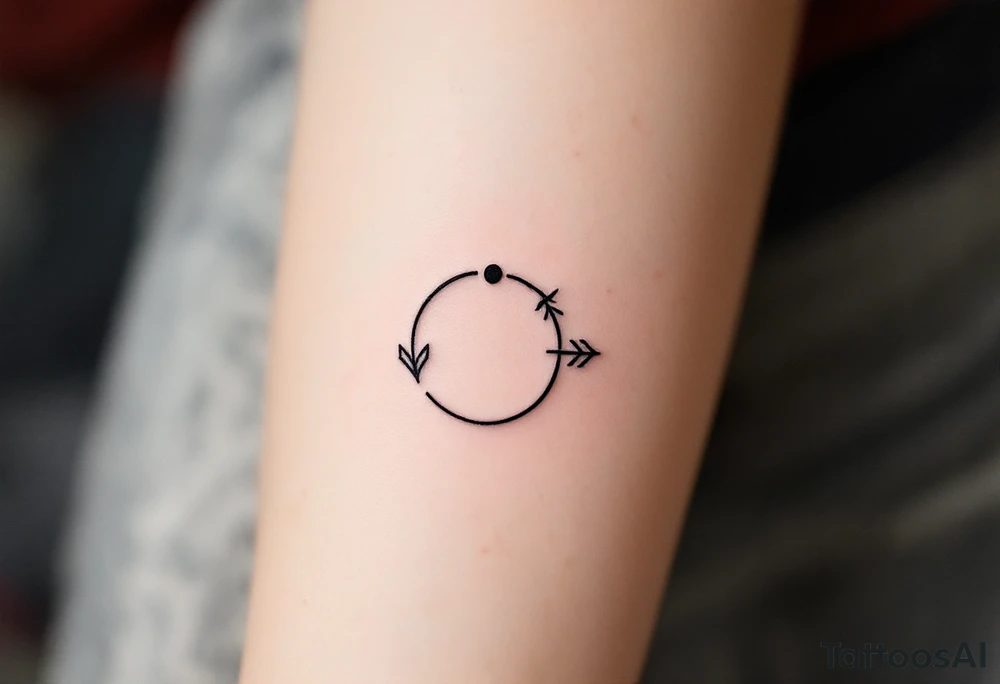 A comma with a dot above it, with an flowing arrow around tattoo idea