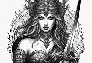 the goddess nemesis sword scary blood hell tattoo idea