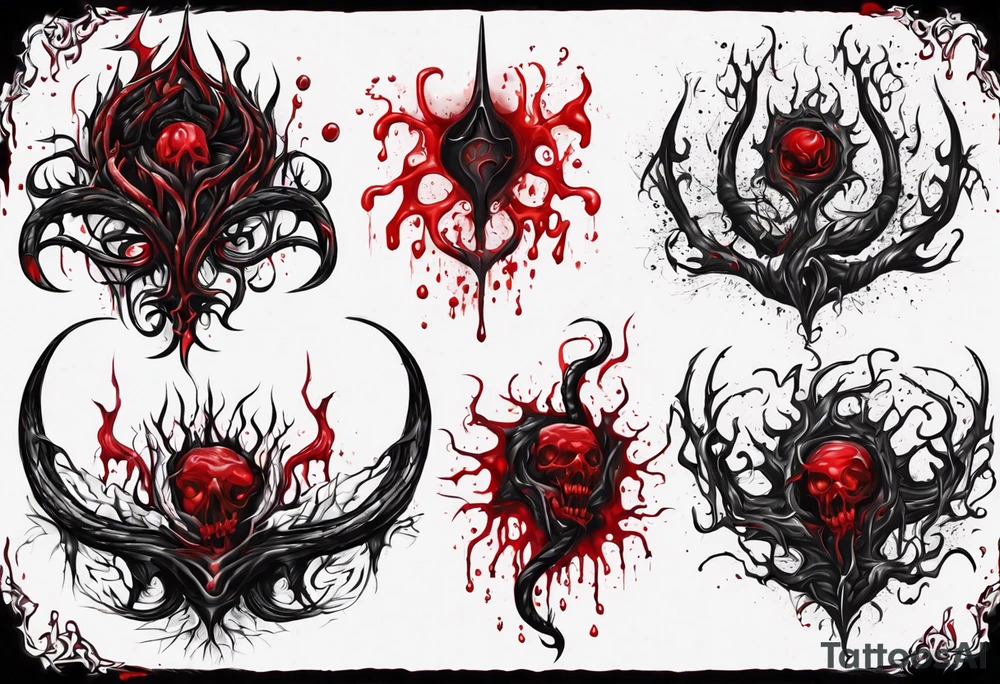 Blood
Tendril
Red
Black
Corruption 
Horror
Visceral tattoo idea