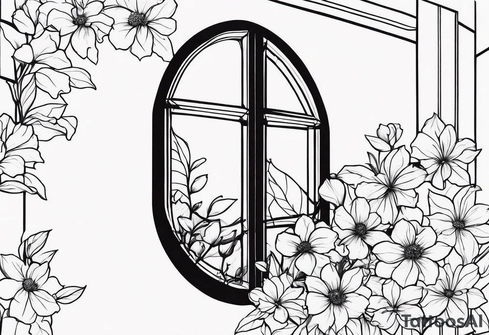 Broken window, flowers, beauty tattoo idea